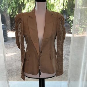 Zara Satin Finish Ruched Sleeves Blazer